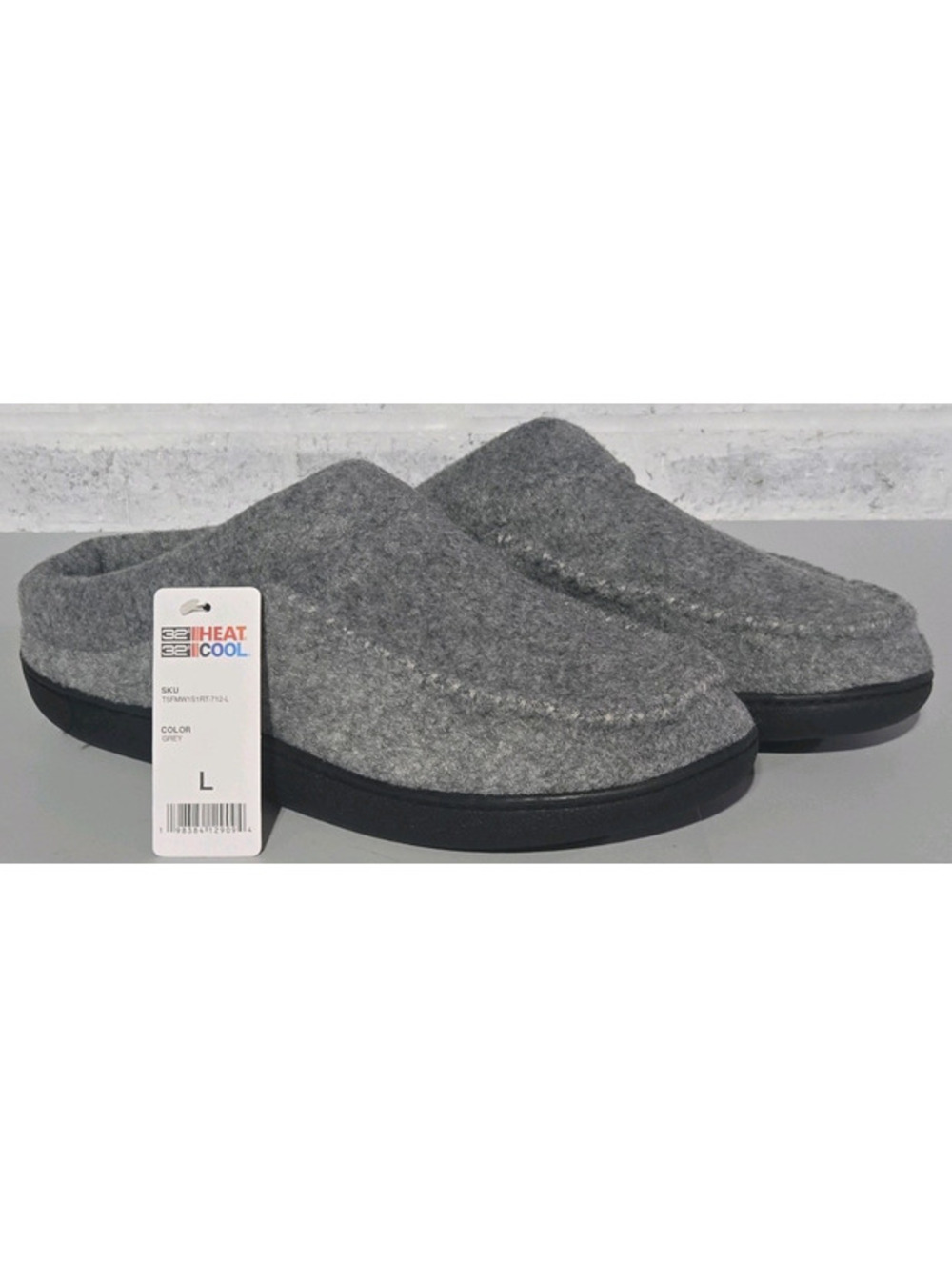 32 Degrees Heat Men’s Gray Felt Slip-On Slippers Slip Resistant Size Large 11-12